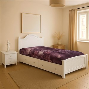 تخت خواب یک و نیم نفره MDF وکیوم مدل روژان عرض 120 با کشو بدون تشک