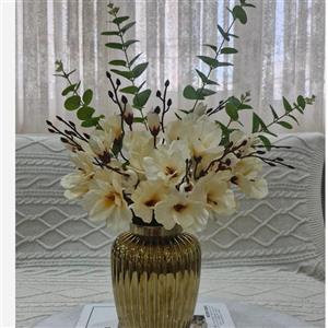  گل مصنوعی بوته الستر مصنوعی  رنگ کرمی وارداتی