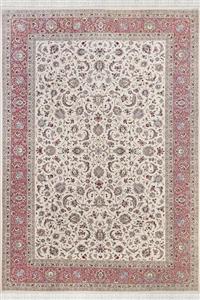 فرش بهشتی تبریز 1500 شانه کلکسیون شاهان کد 1525 زمینه کرم چرک (برجسته)