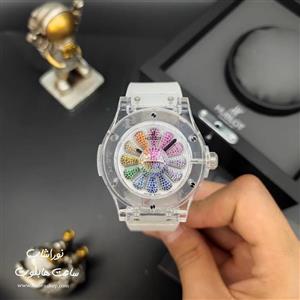 ساعت هابلوت تاکاشی موراکامی شیشه ای رنگین کمان hublot takashi murakami sapphire