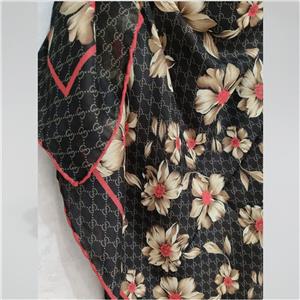 روسری مجلسی نخی با گل های مینیاتوری با رنگبندی(A7568)