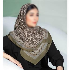 روسری حریر نخ دور دوخت رنگ ماشی و سرمه ای(A4539)