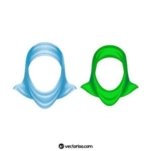 وکتور شال و روسری حجاب کامل سبز و آبی 1
