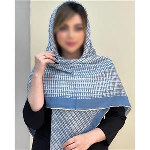 روسری نخی طرح دار زمینه آبی (A9840)