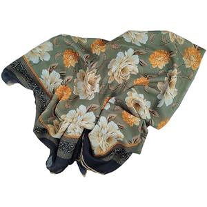 روسری نخی وال گل درشت حاشیه دار A8236