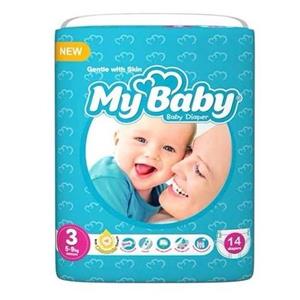 پوشک آبی نرمال 14 عددی سایز 3 مای بیبی
