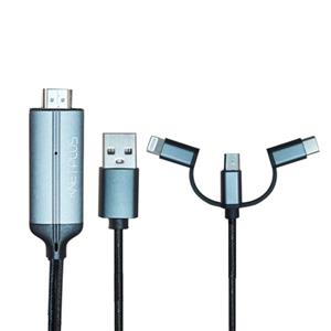 کابل تبدیل Micro USB و Type C و Lightning به HDMI کی نت پلاس مدل KP-CHDMCT3
