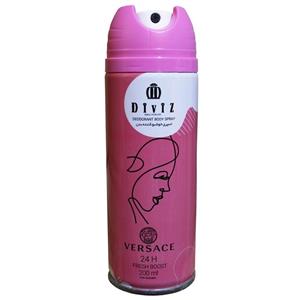 اسپری خوشبو کننده بدن زنانه دیوایز مدل ورساچه حجم 200 میلی لیتر Diviz VERSACE Fragrance Spray For Women 200ml
