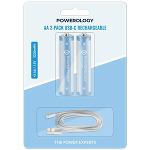 باتری قلمی قابل شارژ پاورولوژی، Powerology AA USB-C Rechargeable Batteries