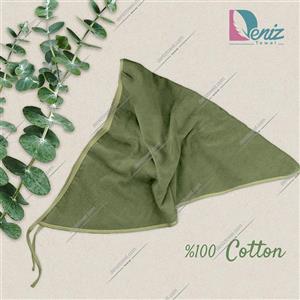 حوله سر طرح ساده مدل روسری رنگ زیتونی تیره