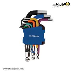 آچار آلن سر گرد هاربر کارتی کوتاه 9 عددی مدل H9A-ST