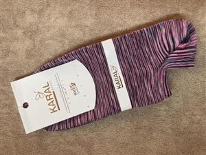 جوراب زنانه زیرقوزکی راه راه بنفش و صورتی