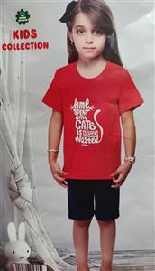 ست راحتی تیشرت شلوارک دخترانه سیلکا کد 33354