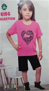 ست راحتی تیشرت شلوارک دخترانه سیلکا کد 33352