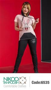 ست راحتی تیشرت و شلوار زنانه نیکو تن پوش کد 6535
