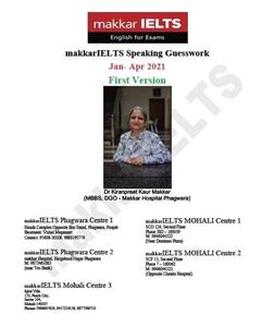کتاب مکار آیلتس اسپیکینگ Makkar IELTS Speaking Jan - Apr 2021 First Version