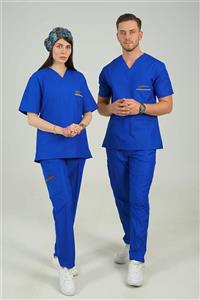 ست اسکراب یقه هفت آبی کاربنی