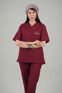 ست اسکراب یقه هفت زرشکی