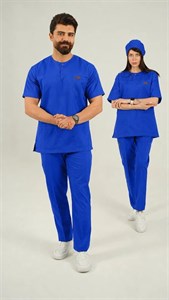 ست اسکراب یقه گرد آبی کاربنی