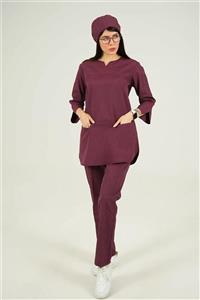 اسکراب زنانه آستین سه ربع سماقی پرشیا