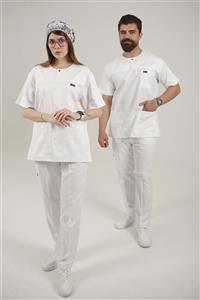 اسکراب تک آستین کوتاه یقه گرد سفید