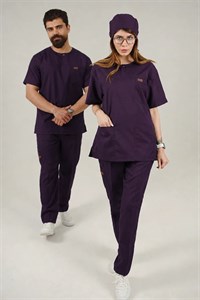 اسکراب تک آستین کوتاه یقه گرد بادمجونی