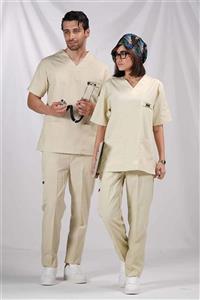 ست اسکراب یقه هفت کرمی