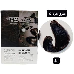 کیت رنگ مو مردانه ماگرای شماره 3/1 حجم 120 میلی‌لیتر رنگ قهوه‌ای خاکستری تیره