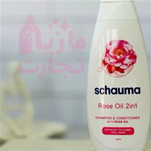 شامپو سر شاوما schauma مدل 2in1 مناسب موهای خشک و کدر با رایحه گل رز ۴۰۰میل
