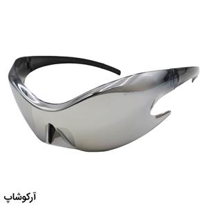 عینک آفتابی فانتزی Balenciaga با فریم نقره ای رنگ طرح کوسه، عدسی آینه ای و طرح نقاب مدل KH01