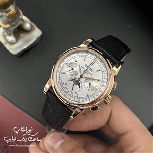ساعت پتک فیلیپ بند چرمی گرند کامپلیشن رزگلد صفحه سفید Patek Philippe