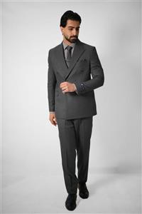 کت و شلوار دبل برست طوسی