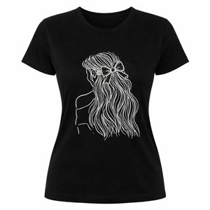 تیشرت زنانه اسپان طرح دختر مینیمال نگین کاری شده