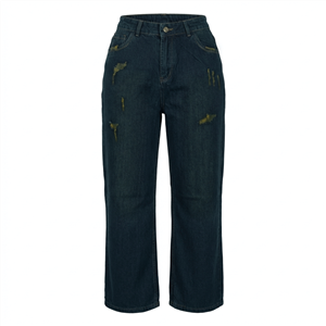 شلوار جین نیم بگ زنانه فاق بلند زاب دار