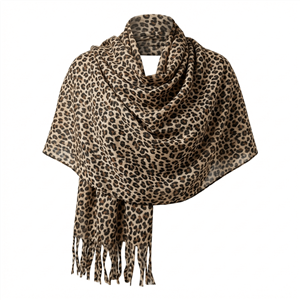 شال موهر طرح پلنگی ریشه دار