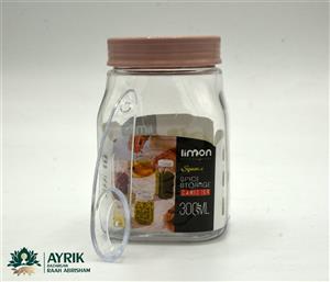 بانکه پت 4 گوش 300 میلی‌لیتر لیمون | ظرف درب دار شفاف نگهداری مواد غذایی