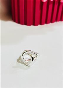 انگشتر استیل مینیمال نقره ای طرح نامتقارن