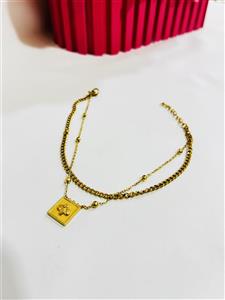 پابند استیل طلایی دو ردیفه طرح زنبور رنگ ثابت