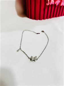 پابند استیل نقره ای طرح پروانه رنگ ثابت