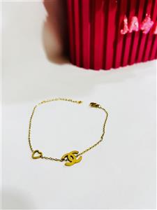 پابند استیل طلایی طرح چنل و قلب رنگ ثابت