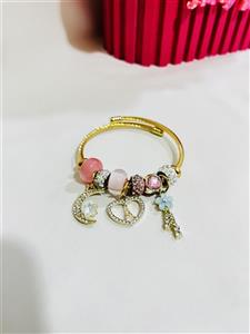 دستبند پاندورا طلایی و پلاک سواروفسکی طرح قلب