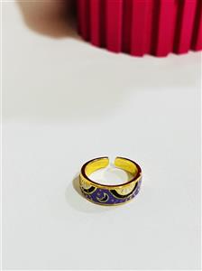 انگشتر مینا کاری رنگ ثابت بنفش طرح ماه و ستاره