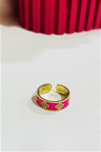 انگشتر مینا کاری رنگ ثابت صورتی طرح ونکلیف