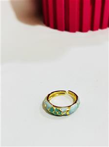 انگشتر مینا کاری رنگ ثابت آبی روشن طرح گل