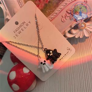 گردنبند دوستی/کاپلی روح سه بعدی سفید مشکی هالووینی