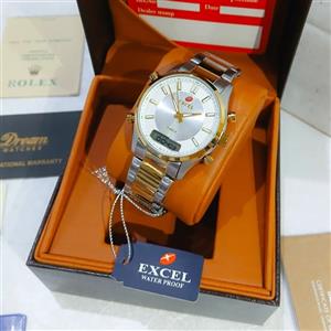 ساعت مچی مردانه زنانه دوزمانه EXCEL اکسل مدل EX-6245G دو رنگ موتور ژاپن خانمان مدل 338133
