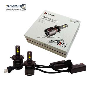 هدلایت دورنگ  VX5 پایهH4 دوکنتاکت 200W (بالا سفید،پایین زرد آفتابی) برق 12/24 اورجینال | گارانتی(2عددی)