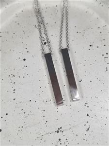 گردنبند مکعب عشق استیل مدل ست دونفره مستطیلی نقره ای مشکی