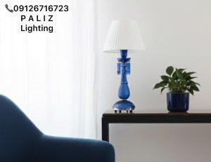 آباژور رومیزی کریستالی باکارات آبی تک شید