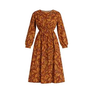 پیراهن یقه گرد زنانه مدل برگ